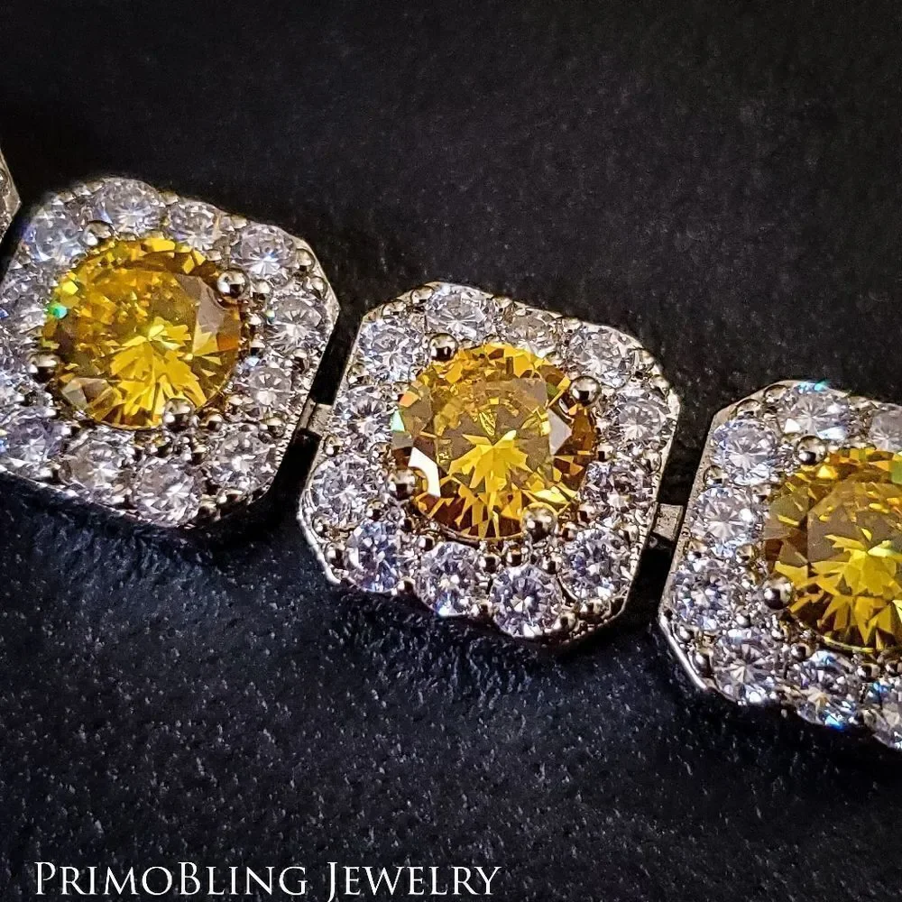 White & Canary Simulated Diamond Bracelet